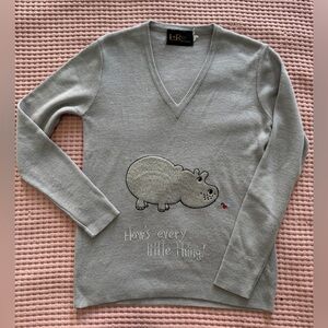 LeRoy Light Gray V-Neck Hippo Sweater